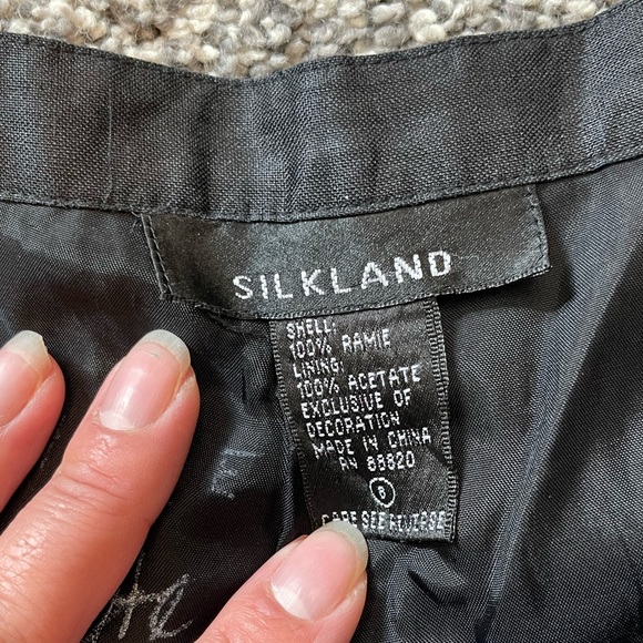 5 for 25 Silkland Black Ramie High Waist Cropped Pants with Embroidered Beads 8 - Picture 3 of 5